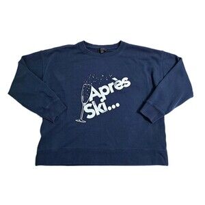 J Crew Apres Ski Crew Neck Sweater Pullover Mens Medium Blue University Retro